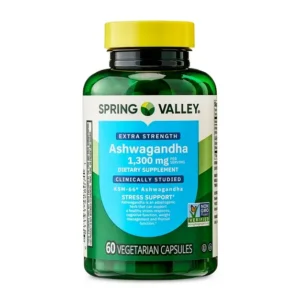 Ashwagandha Spring Valley 1300mg – Giảm Stress & Ngủ Ngon (60 viên)