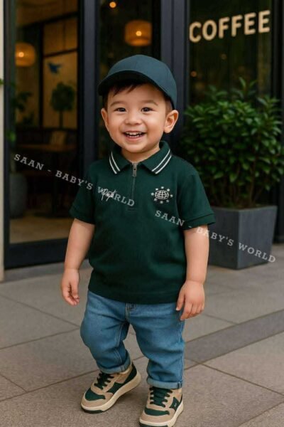 Áo Polo George UK Xanh Đậm, Chữ Ký Và Biểu Tượng Sang Trọng - Size 7-8Y