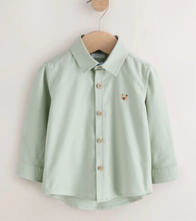 Áo Sơ Mi Xanh Lá Thêu Hình Gấu hãng Next UK - Size 2-3y