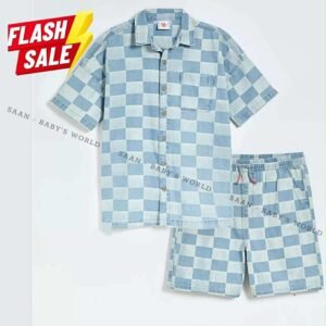 George UK - Áo Sơ Mi Kẻ Caro Kết Hợp Quần Short Dễ Thương- Size 7-8y
