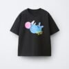 Áo Thun Cotton Trẻ Em Màu Đen Họa Tiết Tê Giác Bubble Buddy Zara SP - Size 5Y