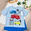 Cotton Áo Xe Cứu Hỏa & Quần Short Xanh hãng Sinsay BL- Size 7-8Y
