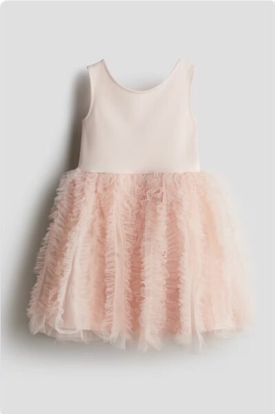 Đầm Công Chúa HM UK Màu Hồng, Vải cotton Xếp Ly - Size 6-8Y