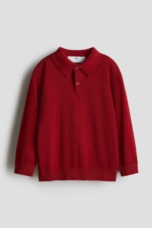 H&M UK Red Polo Sweater – Áo Len Polo Size 6-8Y